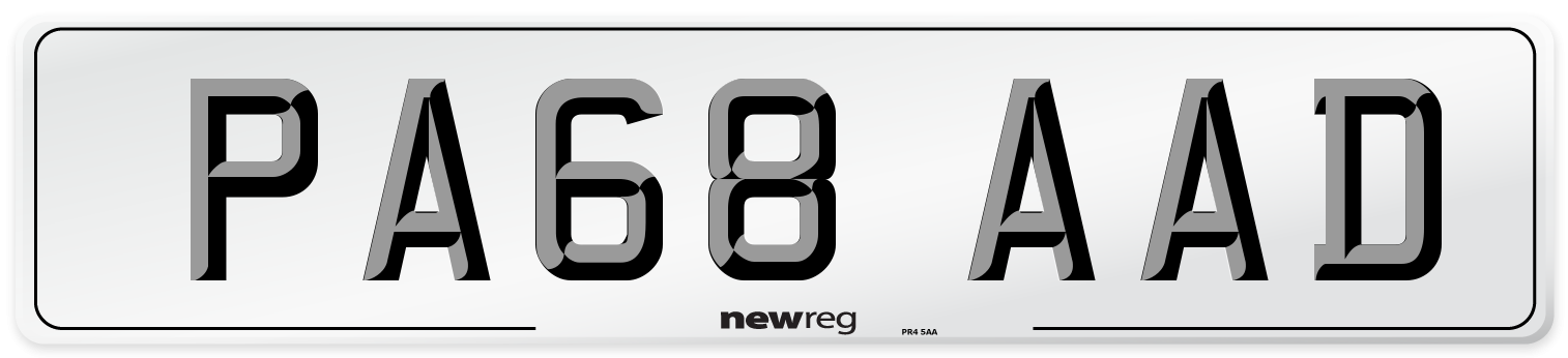 PA68 AAD Number Plate from New Reg